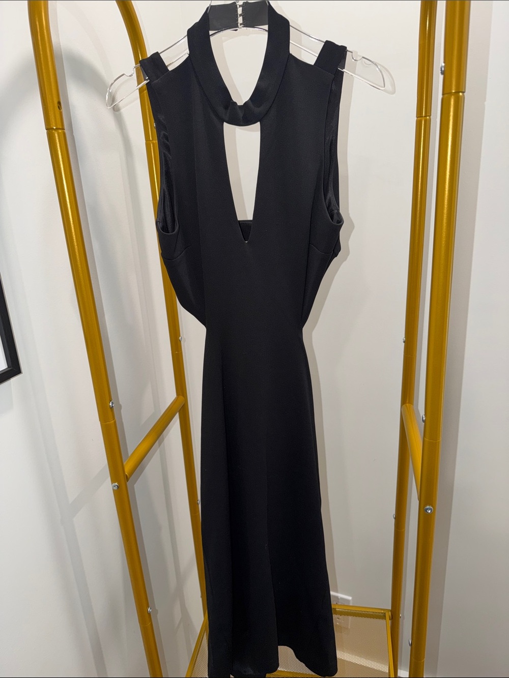 bebe Black Backless Sleeveless Cutout Midi Dress